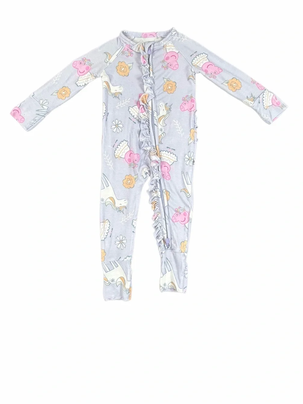 BUMS & ROSES Baby Girl Peppa Pig Bamboo Ruffle Romper - 0-3M